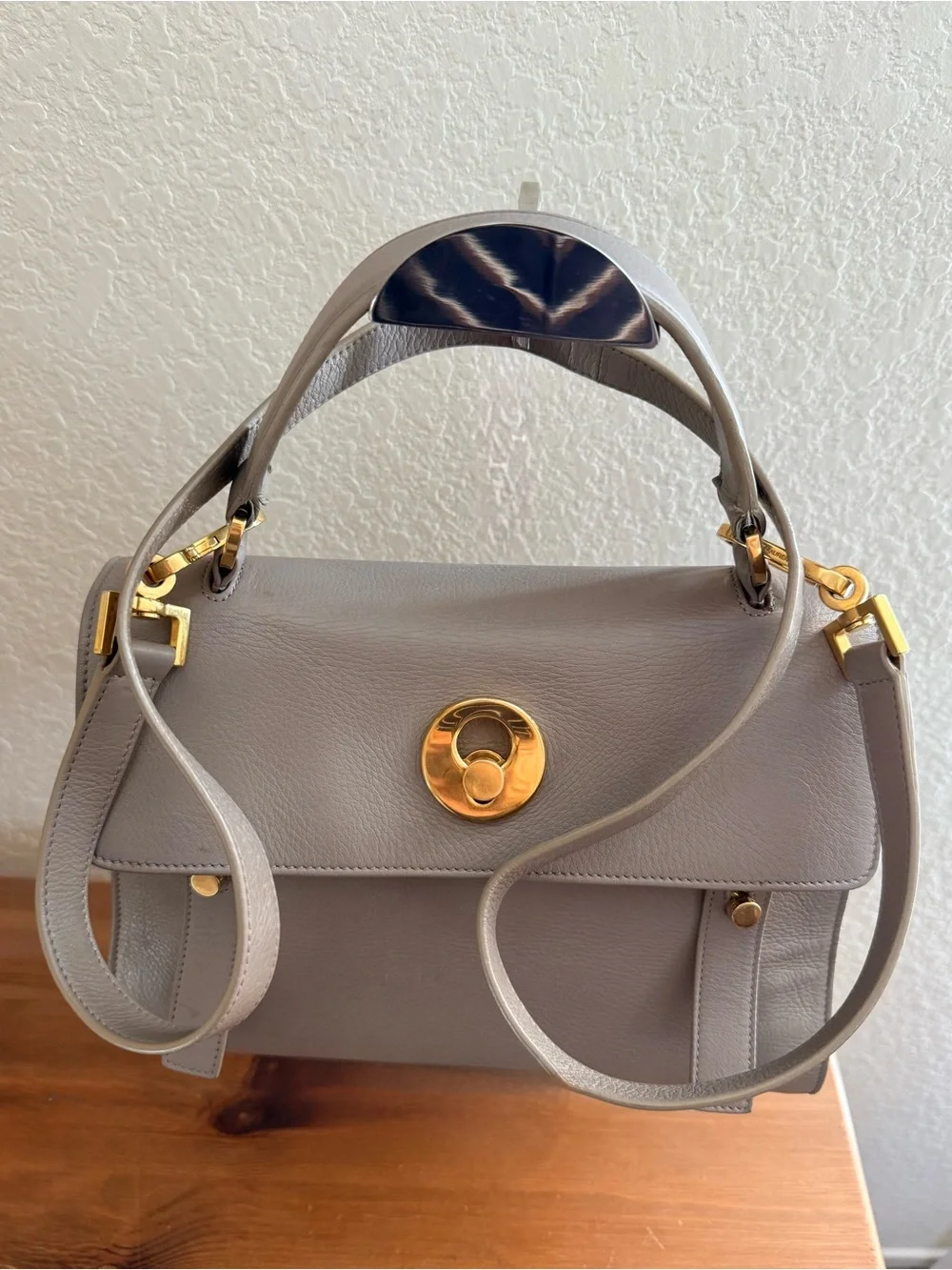 Saint Laurent  -TAUPE -Muse Leather Top-Handle Satchel /Crossbody with GHW